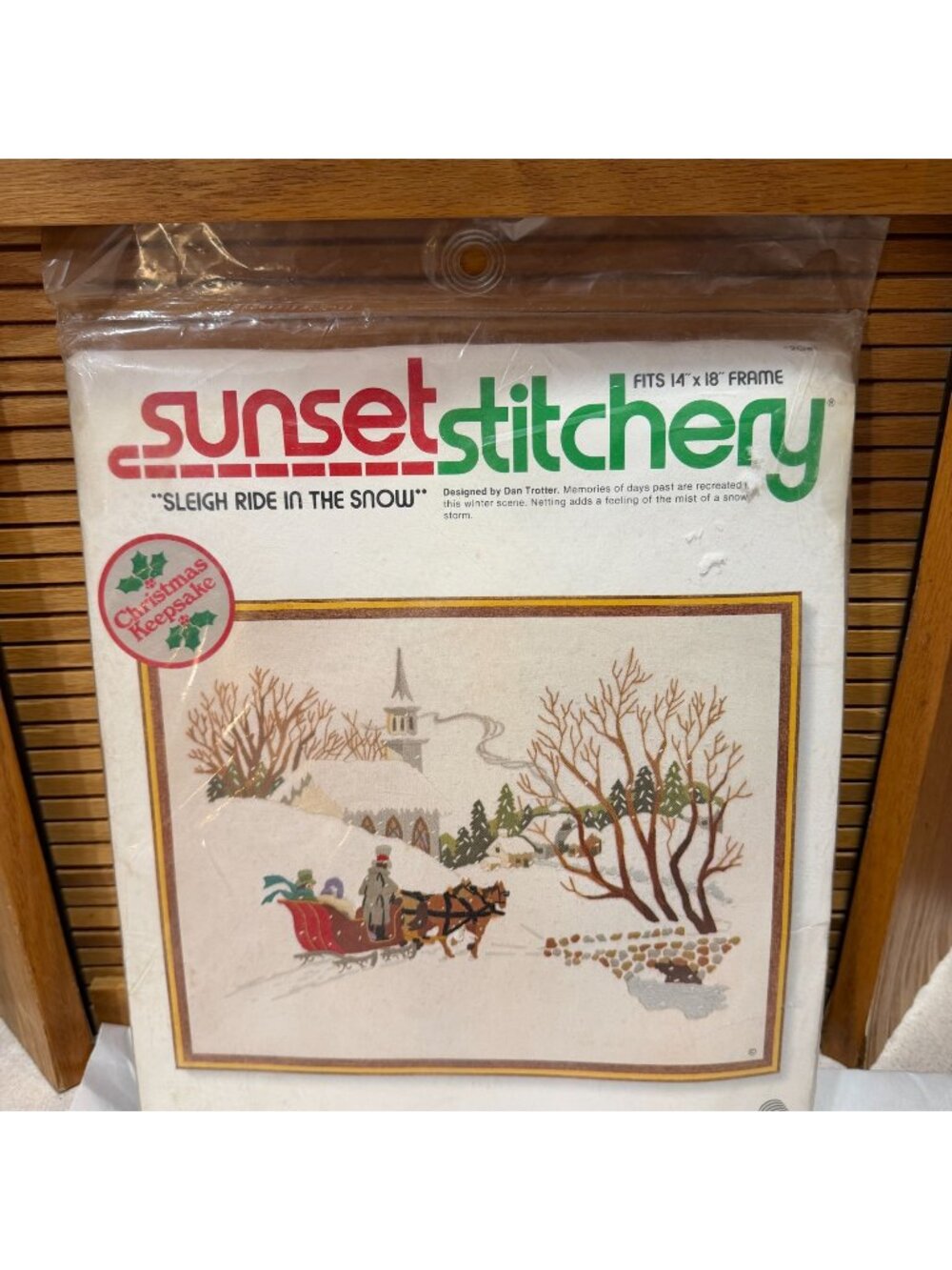 NIP Vintage 1979 Sunset Stitchery "Sleigh Ride in the Snow" Crewel Kit #2085